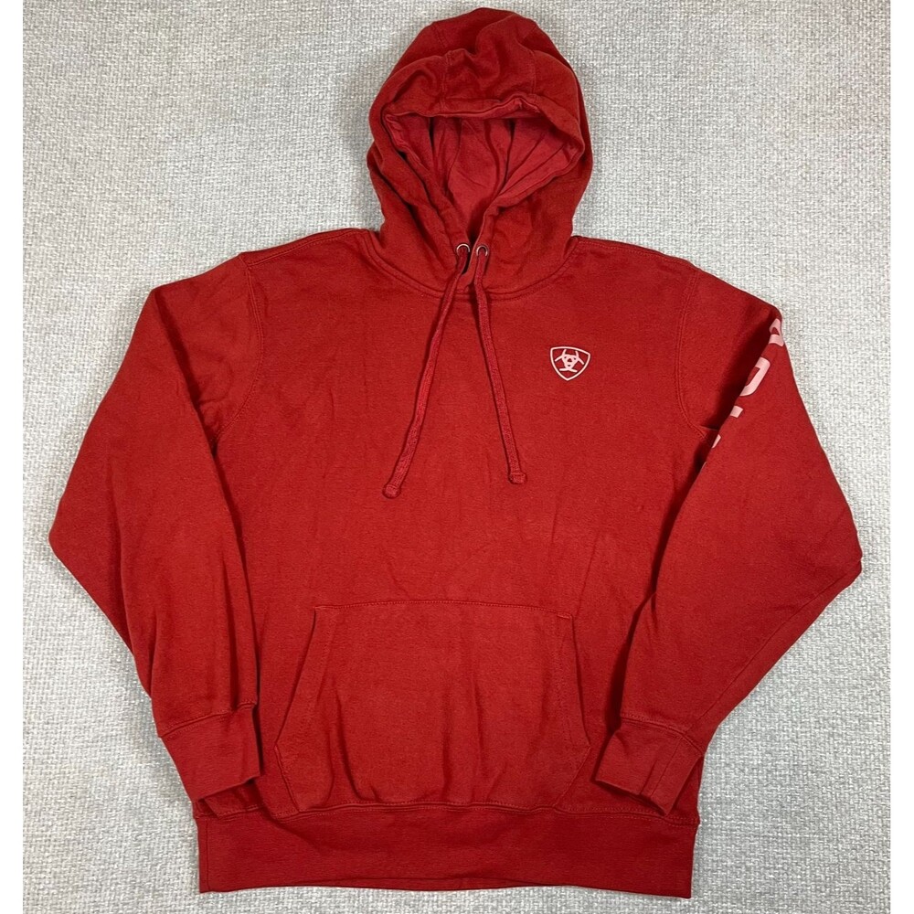 ARIAT Real Hoodie Women's Medium Red Burgundy Pull Over Sweatshirt Logo